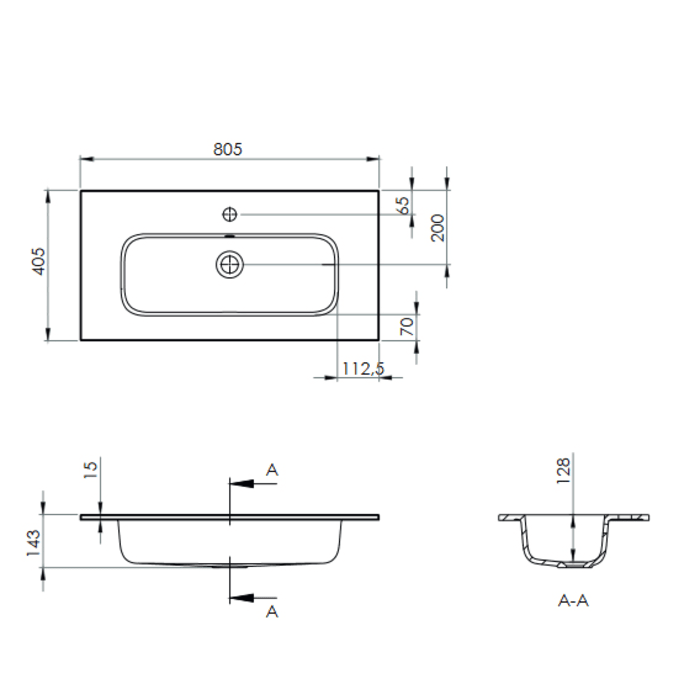 Riho Spring BLUSH Waschtisch-Set inkl. Spiegelschrank, mit Gehrung 80 cm