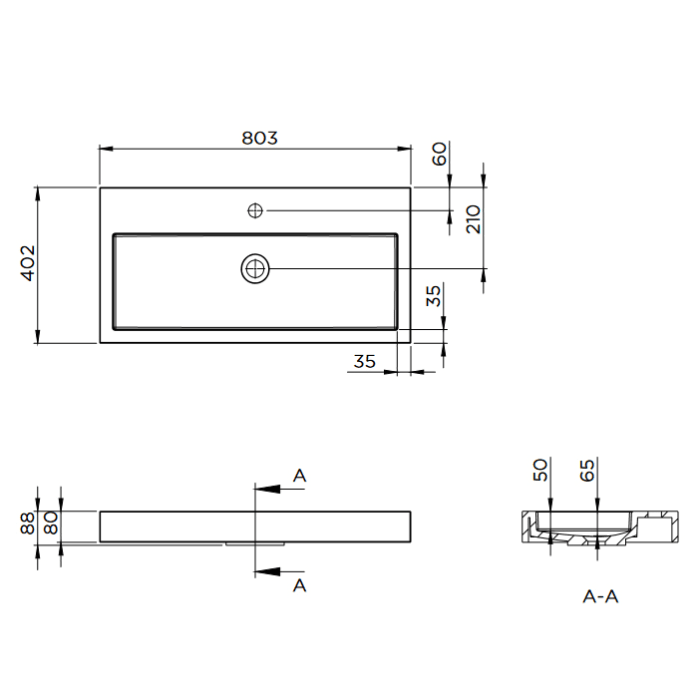 Riho Spring VOW Waschtisch-Set inkl. Spiegelschrank 80 x 40 cm