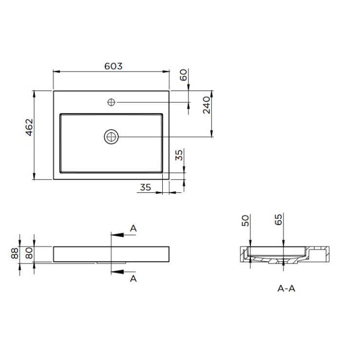 Riho Spring VOW Waschtisch-Set inkl. Spiegelschrank, mit Gehrung 60 x 46 cm