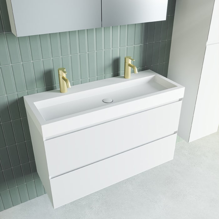 Riho Spring VOW Waschtisch-Set inkl. 2 Spiegelschränke je 60 x 40 cm, mit Gehrung 120 x 46 cm