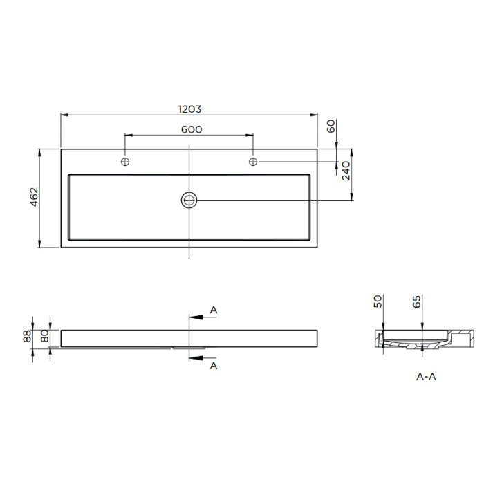 Riho Spring VOW Waschtisch-Set inkl. 2 Spiegelschränke je 60 x 40 cm, mit Gehrung 120 x 46 cm
