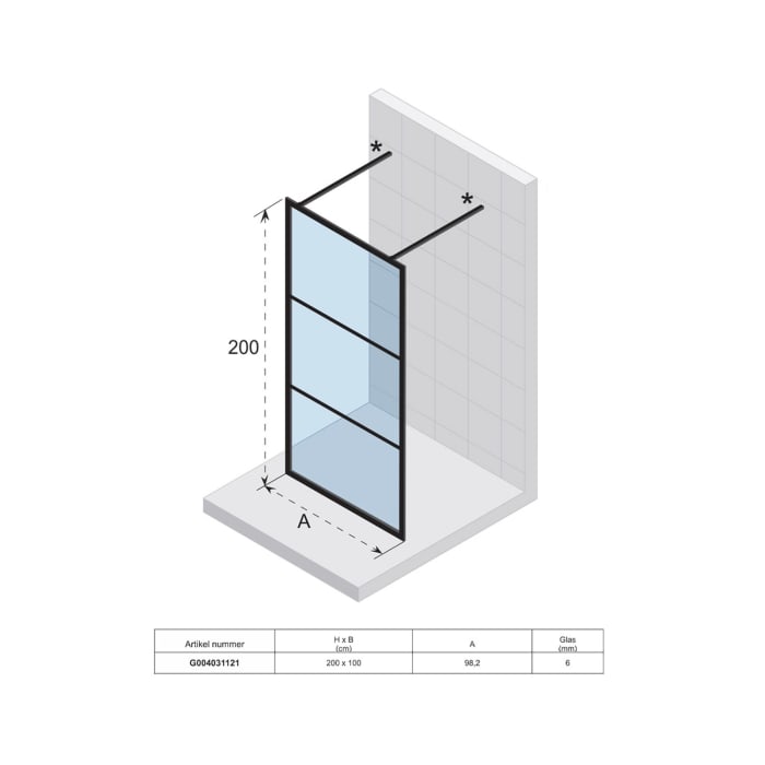 Riho Grid 401 Walk-trough Duschwand 100 cm