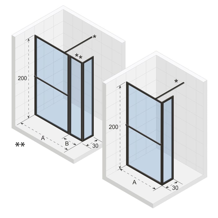 Riho Lucid 402 Duschwand Schwing 90 cm