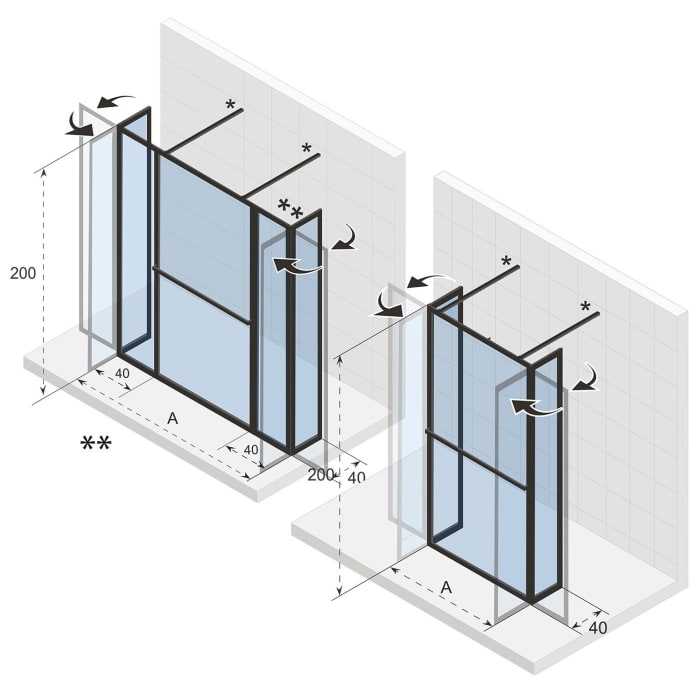 Riho Lucid 404 Duschwand Schwing 90 cm