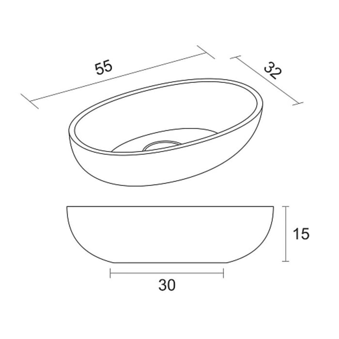 Riho Escala Aufsatz-Waschtisch oval 55 x 32 cm