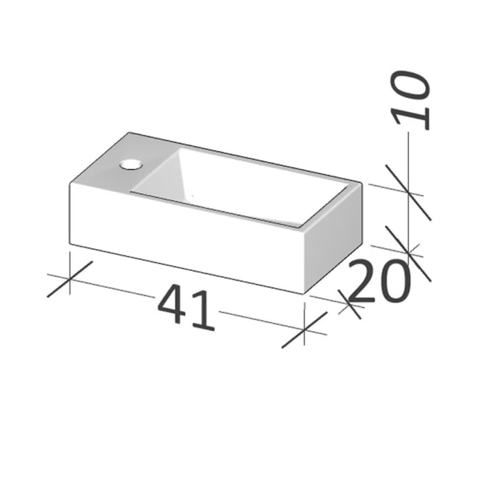 Riho Livit Handwaschbecken, Hahnloch links, 41 x 20,5 x 10,5 cm