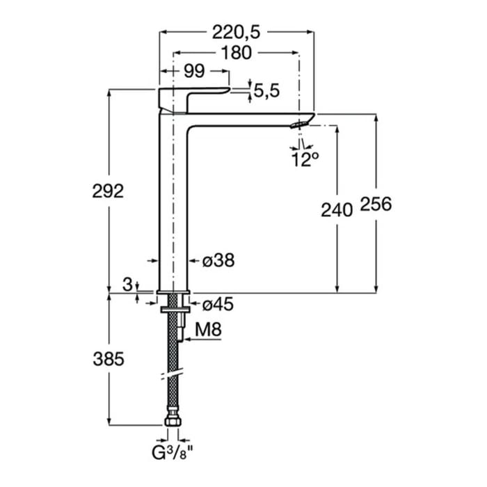 Roca Cala Einhebel-Waschtischmischer hohe Ausführung