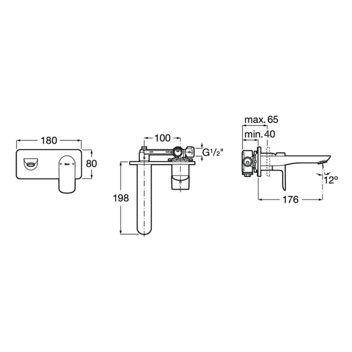 Roca Cala Wand-Waschtischmischer Ausladung 17,6 cm