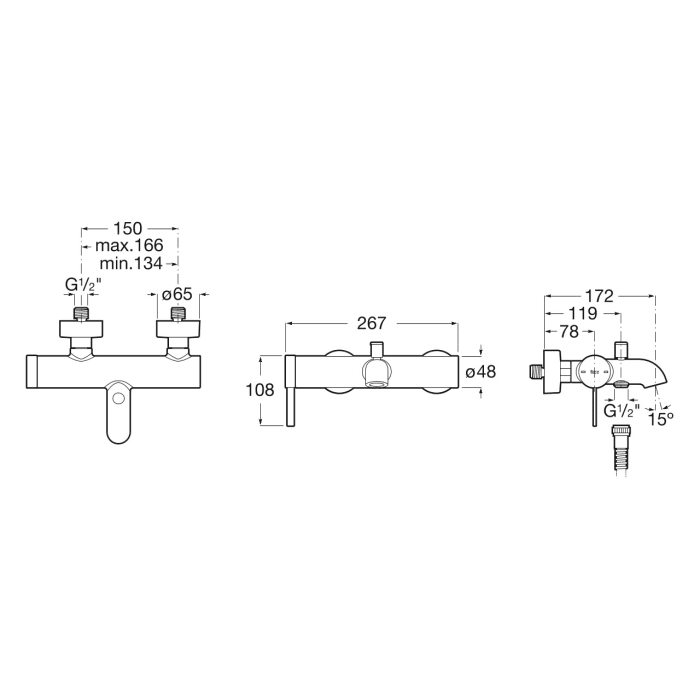 Roca Ona Einhebel-Wannenmischer Aufputz