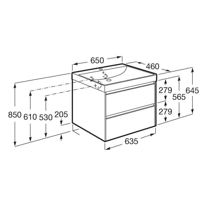 Roca Ona Waschtischunterbau 65 cm mit 2 Schubladen