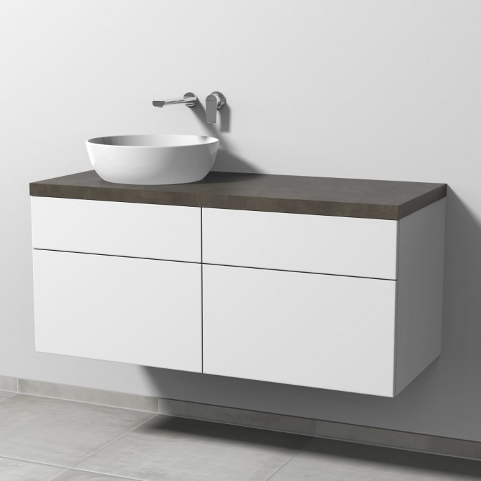 Sanipa 2morrow Badmöbel-Set 120,4 cm mit Keramik-Waschtisch Artis rund, links