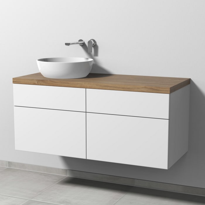 Sanipa 2morrow Badmöbel-Set 120,4 cm mit Keramik-Waschtisch Artis rund, links