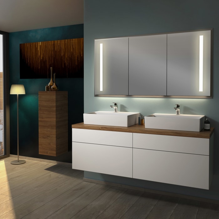 Sanipa 2morrow Badmöbel-Set 160,4 cm mit 2 Keramik-Waschtischen Memento 2.0
