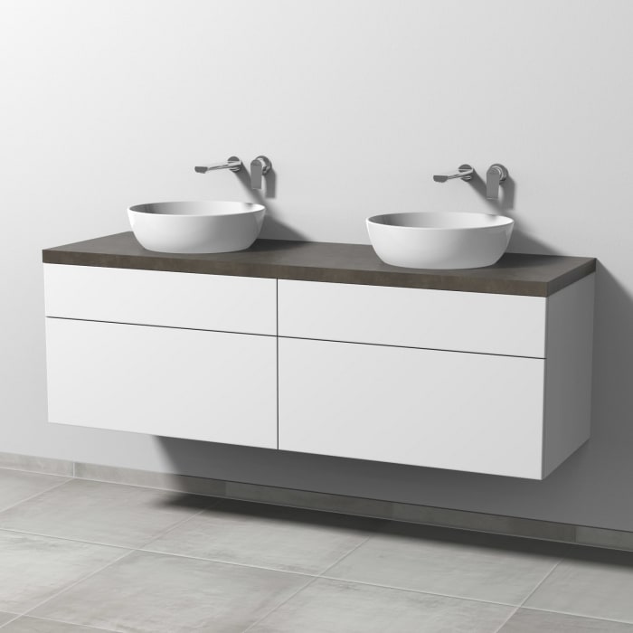 Sanipa 2morrow Badmöbel-Set 160,4 cm mit 2 Keramik-Waschtischen Artis rund