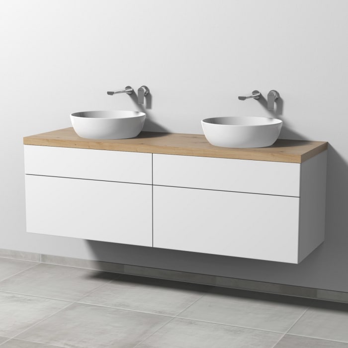 Sanipa 2morrow Badmöbel-Set 160,4 cm mit 2 Keramik-Waschtischen Artis rund