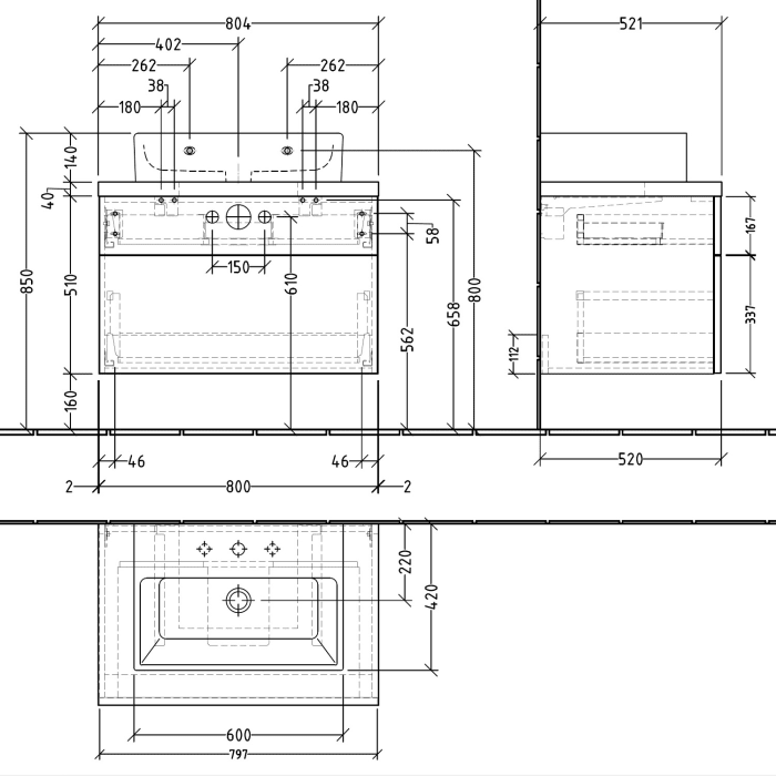 Sanipa 2morrow WT-Unterbau mit Konsole 80,4 cm für Keramik-WT Memento 2.0