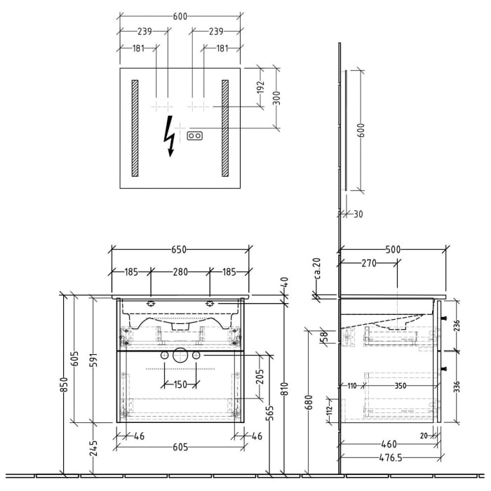 Sanipa 3way Möbelset-1 inkl. Lichtspiegel 