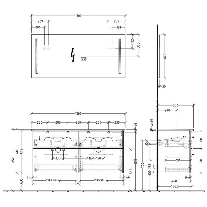 Sanipa 3way Möbelset-1 inkl. Lichtspiegel 