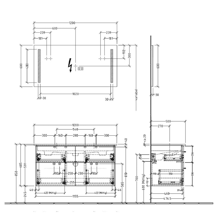 Sanipa 3way Möbelset-1 inkl. Lichtspiegel 