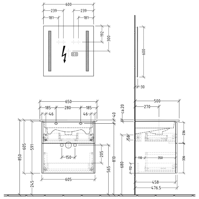 Sanipa 3way Möbelset-1 inkl. Lichtspiegel 