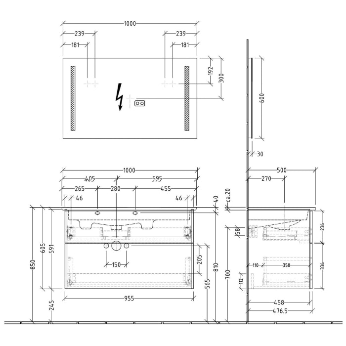 Sanipa 3way Möbelset-1 inkl. Lichtspiegel 