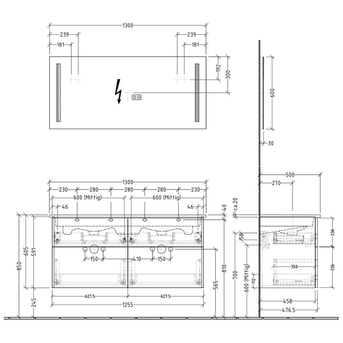 Sanipa 3way Möbelset-1 inkl. Lichtspiegel 