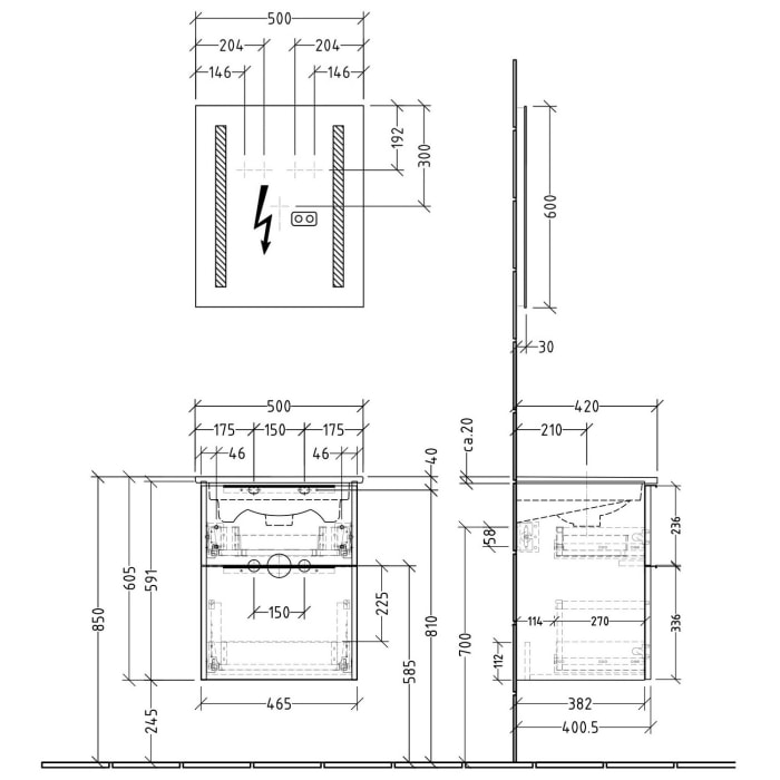 Sanipa 3way Möbelset-1 inkl. Lichtspiegel 
