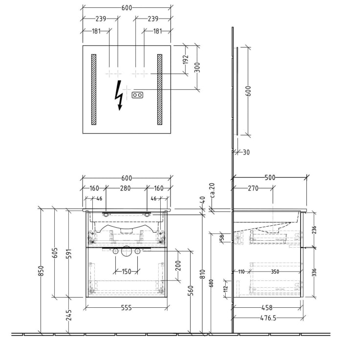 Sanipa 3way Möbelset-1 inkl. Lichtspiegel 