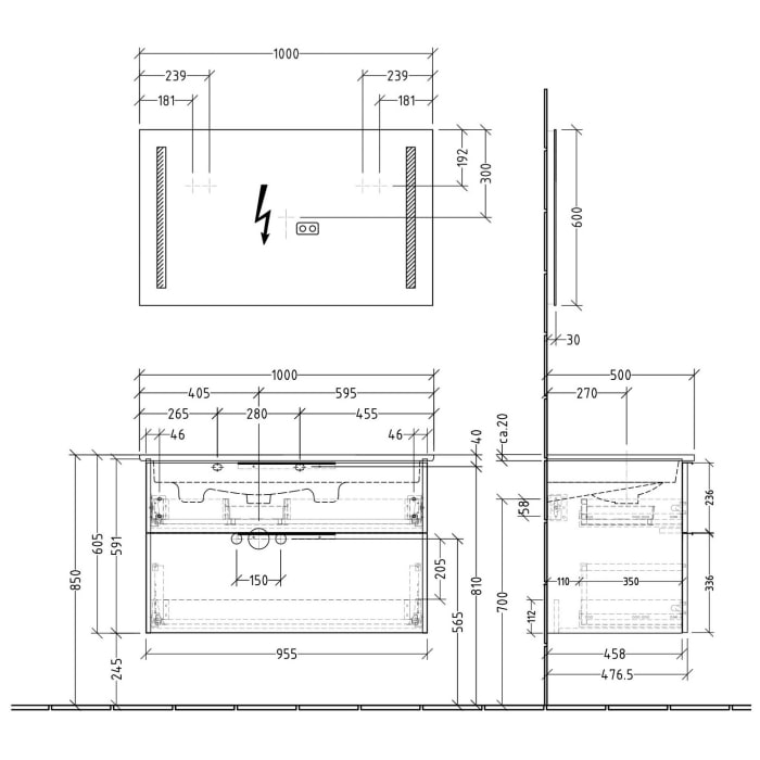 Sanipa 3way Möbelset-1 inkl. Lichtspiegel 