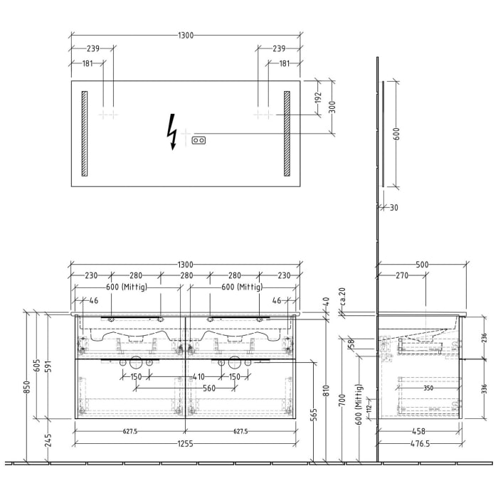 Sanipa 3way Möbelset-1 inkl. Lichtspiegel 