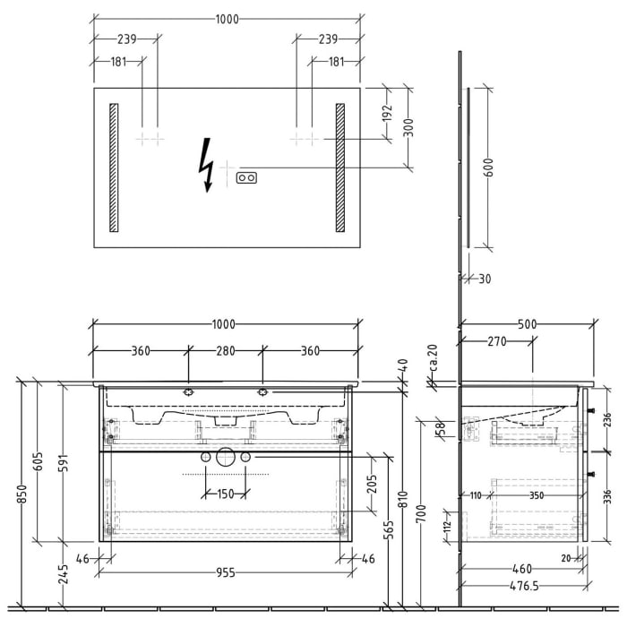 Sanipa 3way Möbelset-1 inkl. Lichtspiegel 