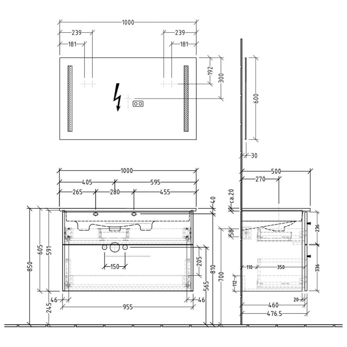 Sanipa 3way Möbelset-1 inkl. Lichtspiegel 
