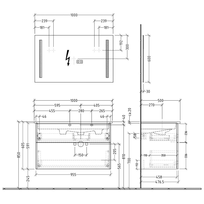 Sanipa 3way Möbelset-1 inkl. Lichtspiegel 