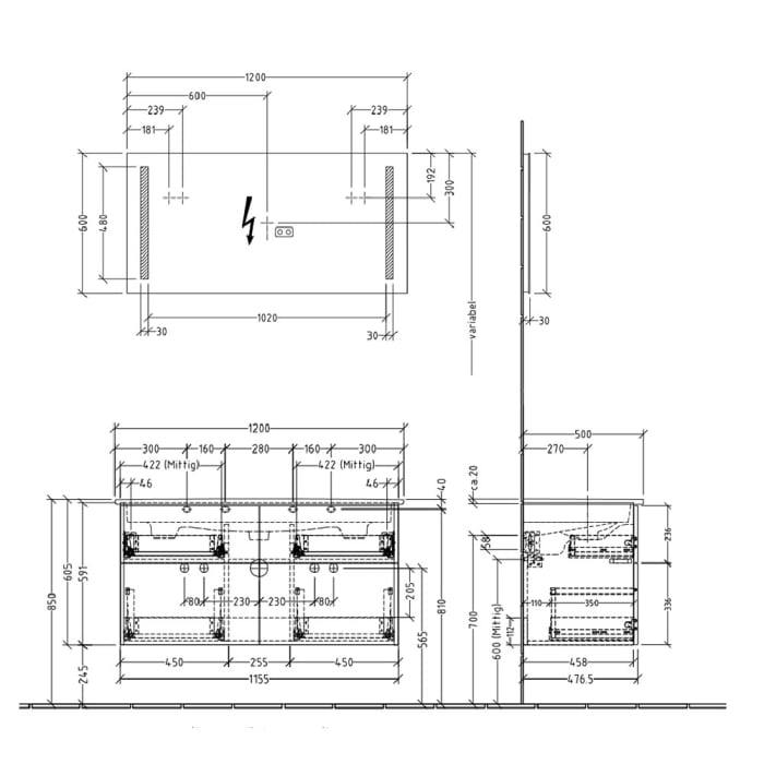 Sanipa 3way Möbelset-1 inkl. Lichtspiegel 