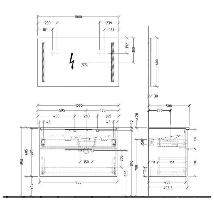 Sanipa 3way Möbelset-1 inkl. Lichtspiegel 