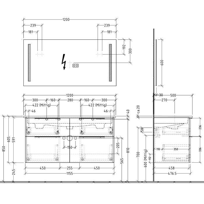 Sanipa 3way Möbelset-1 inkl. Lichtspiegel 