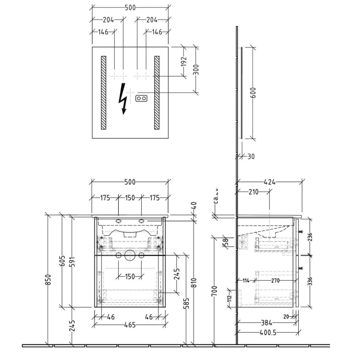 Sanipa 3way Möbelset-1 inkl. Lichtspiegel 