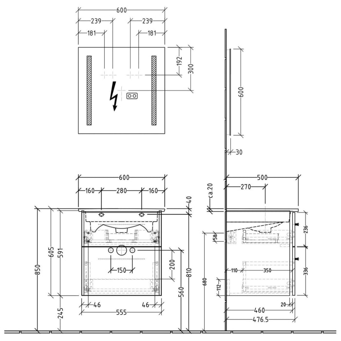Sanipa 3way Möbelset-2 inkl. Lichtspiegel 