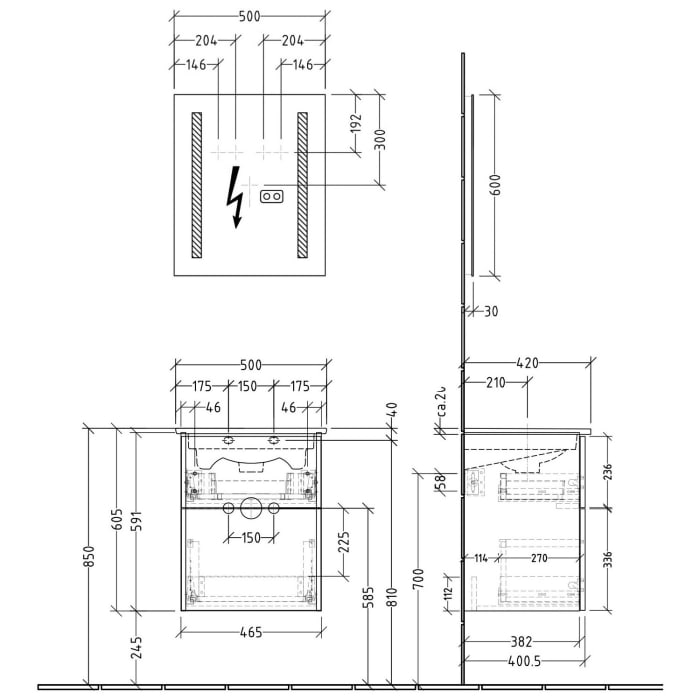 Sanipa 3way Möbelset-2 inkl. Lichtspiegel 