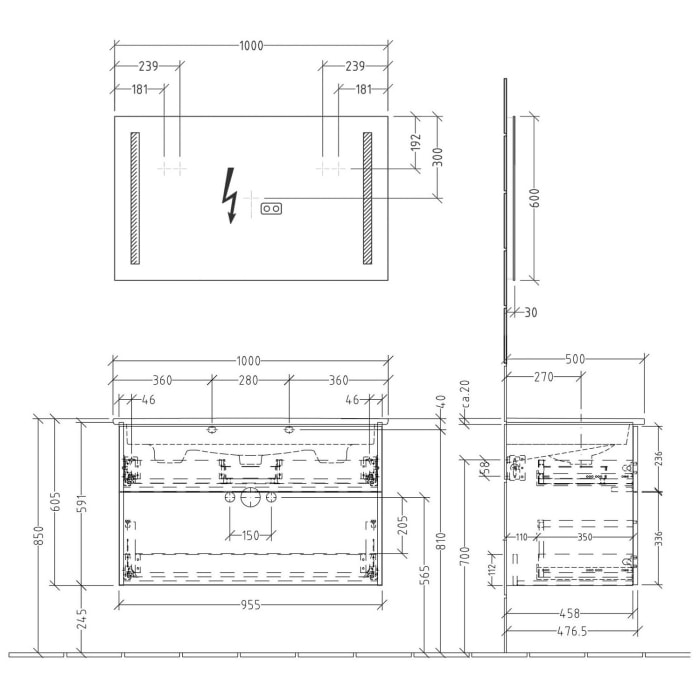 Sanipa 3way Möbelset-2 inkl. Lichtspiegel 