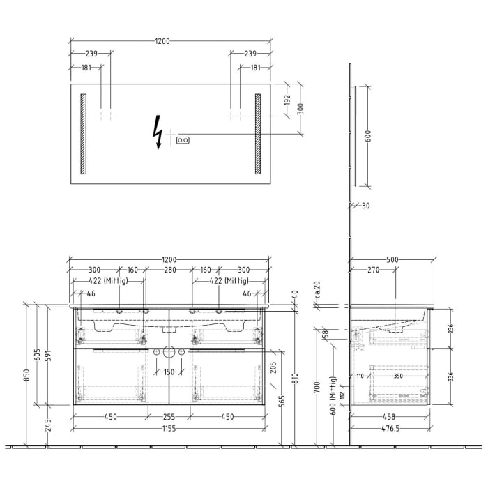 Sanipa 3way Möbelset-2 inkl. Lichtspiegel 