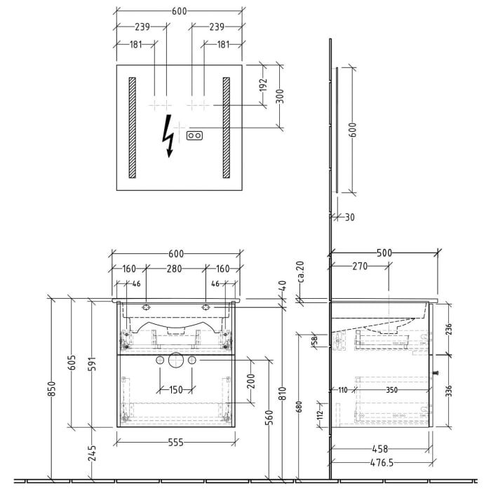 Sanipa 3way Möbelset-2 inkl. Lichtspiegel 