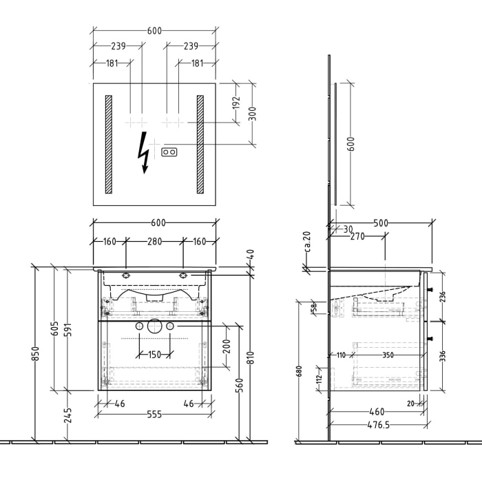 Sanipa 3way Möbelset-2 inkl. Lichtspiegel 