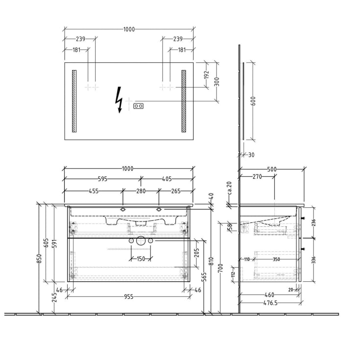 Sanipa 3way Möbelset-2 inkl. Lichtspiegel 