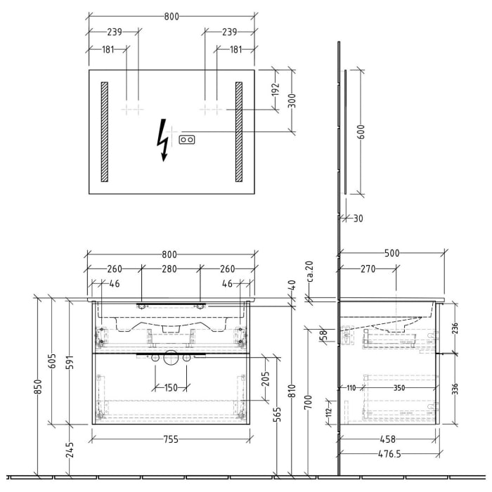 Sanipa 3way Möbelset-2 inkl. Lichtspiegel 
