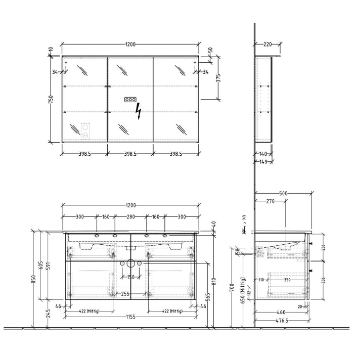 Sanipa 3way Möbelset-2 inkl. Spiegelschrank 