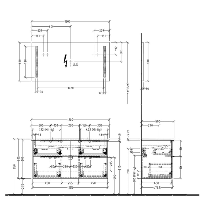 Sanipa 3way Möbelset-2 inkl. Lichtspiegel 