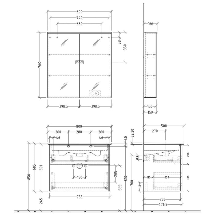 Sanipa 3way Möbelset inkl. Spiegelschrank 