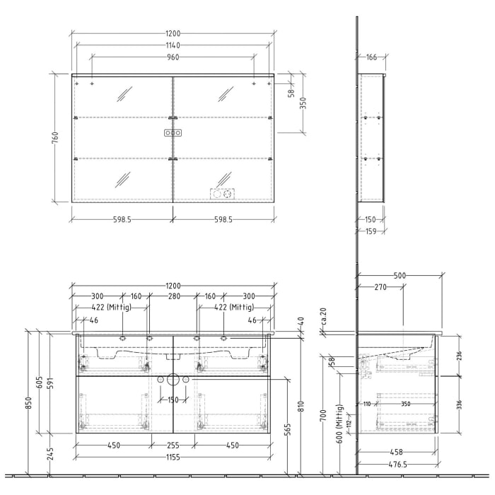 Sanipa 3way Möbelset inkl. Spiegelschrank 