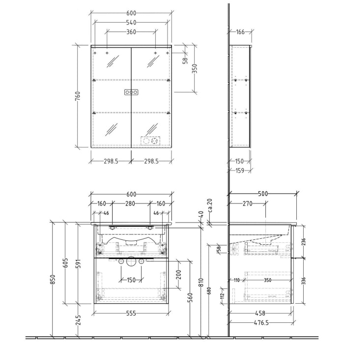 Sanipa 3way Möbelset inkl. Spiegelschrank 